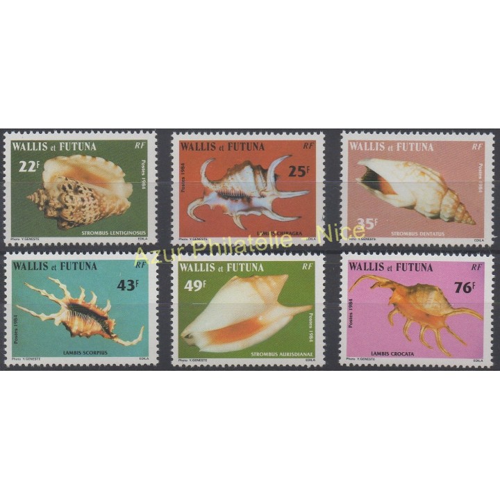 Timbres - Thème coquillages - Wallis et Futuna - Poste - 1984 - No 312/317