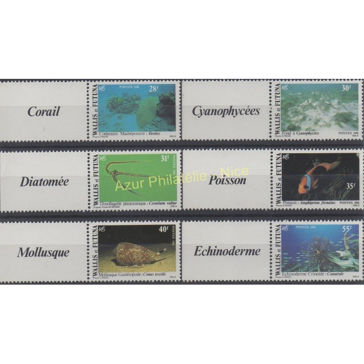 Timbres - Thème vie marine - Wallis et Futuna - Poste - 1981 - No 267/272