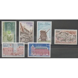 Timbres - France - Poste - 1979 - No 2040/2045 - Sites