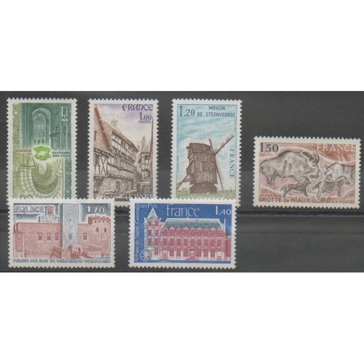 Timbres - France - Poste - 1979 - No 2040/2045 - Sites
