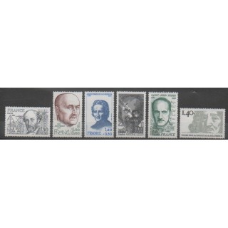 Stamps - France - Poste - 1980 - Nb 2095/2100 - Celebrities