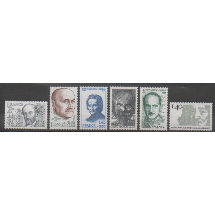 Timbres - France - Poste - 1980 - No 2095/2100 - Célébrités