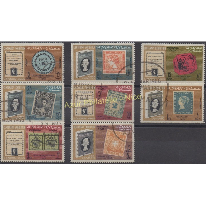 Timbres - Thème timbres sur timbres - Ajman - 1965 - No 37/44