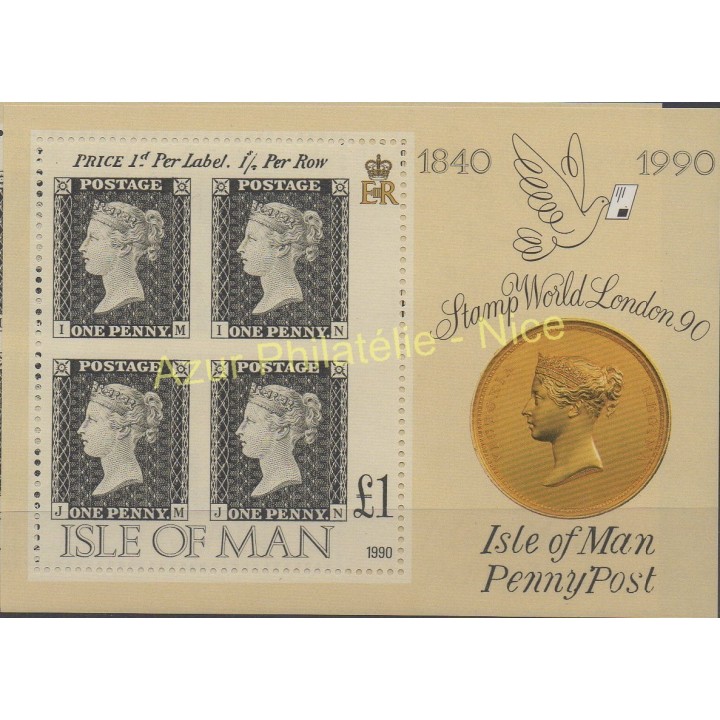 Timbres - Thème timbres sur timbres - Man (Ile de) - 1990 - No BF 13