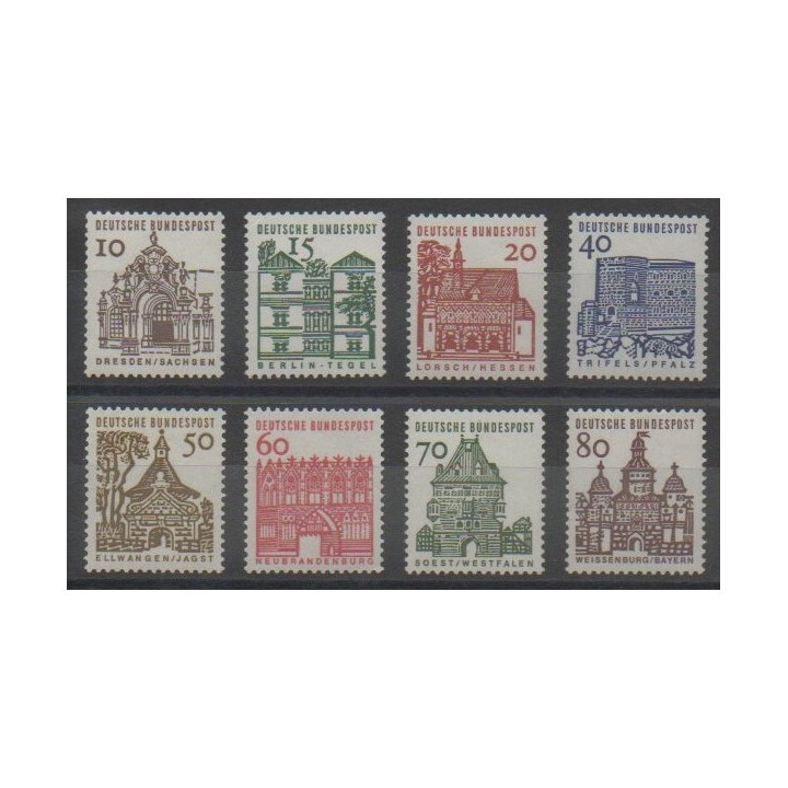 Timbres - Allemagne occidentale (RFA) - 1964 - No 322/328 - Monuments