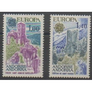 Timbres - Andorre - 1977 - No 261/262 - Monuments - Europa