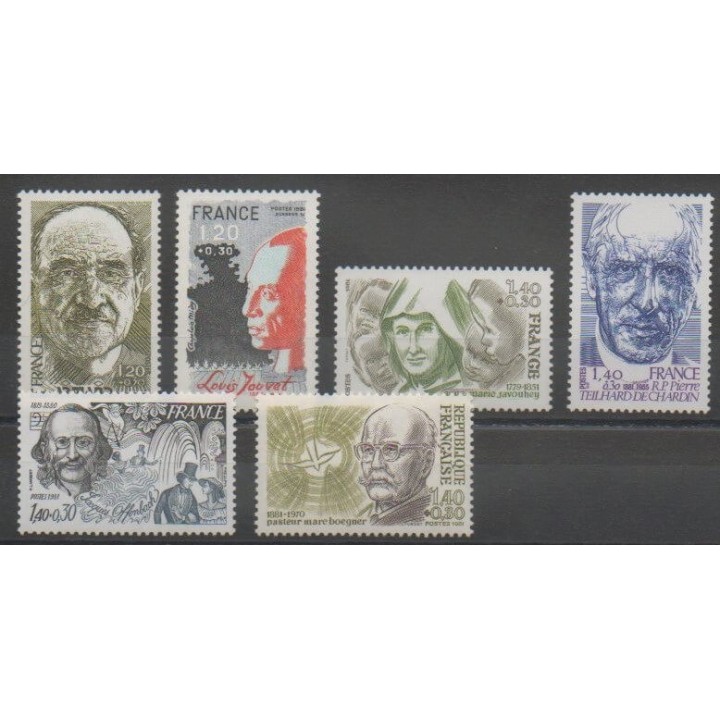 Timbres - France - Poste - 1981 - No 2148/2153 - Célébrités
