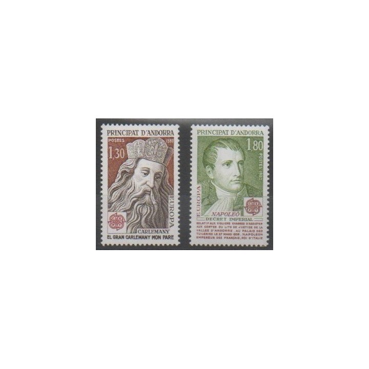 Stamps - French Andorra - 1980 - Nb 284/285 - Napoleon - Various Historics Themes - Europa