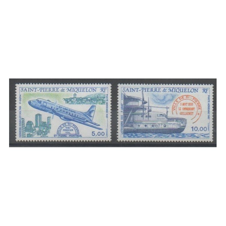 Timbres - Saint-Pierre et Miquelon - Poste aérienne - 1987 - No PA64/PA65 - Aviation