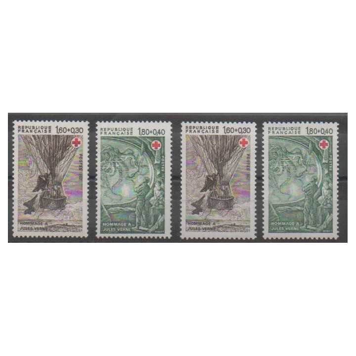 Timbres - France - Poste - 1982 - No 2247/2248 - 2247a/2248a - Littérature - Santé ou Croix-Rouge