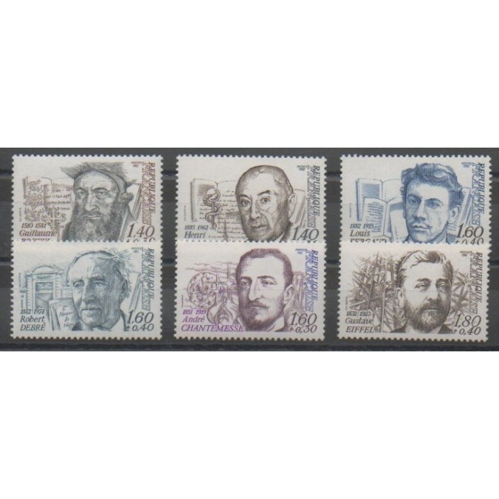 Timbres - France - Poste - 1982 - No 2225/2230 - Célébrités