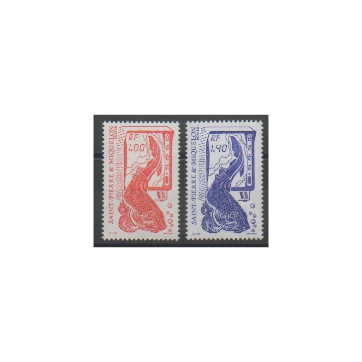 Timbres - Saint-Pierre et Miquelon - 1986 - No 472/473 - Animaux marins