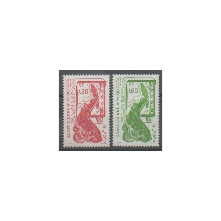 Timbres - Saint-Pierre et Miquelon - 1988 - No 490/491 - Animaux marins