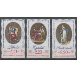 Timbres - Saint-Pierre et Miquelon - 1989 - No 499/501 - Révolution Française