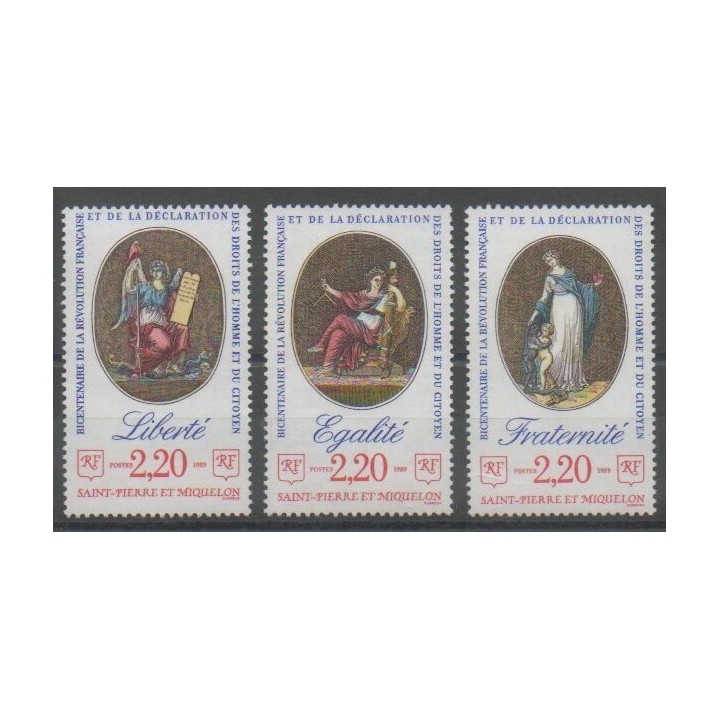 Stamps - Saint-Pierre and Miquelon - 1989 - Nb 499/501 - French Revolution