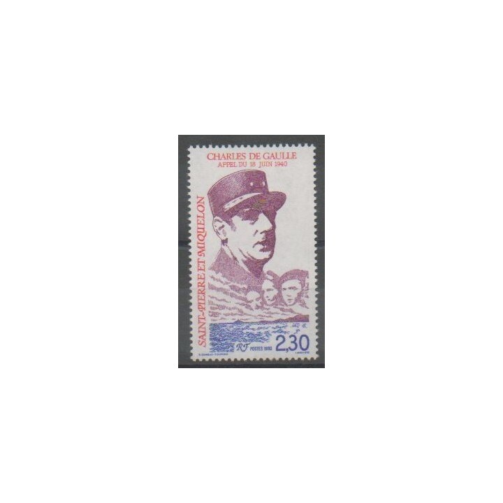 Stamps - Saint-Pierre and Miquelon - 1990 - Nb 521 - De Gaullle
