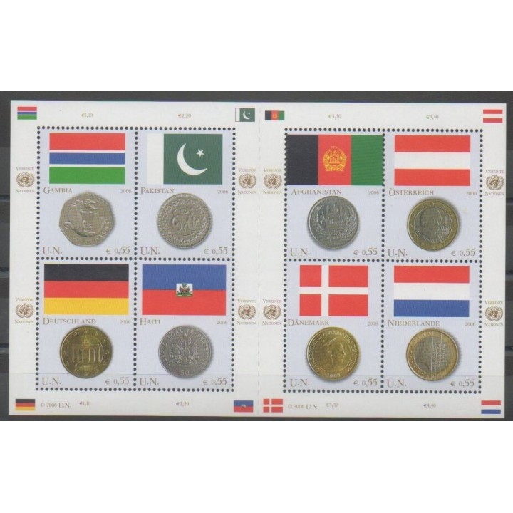 Timbres - Nations Unies (ONU - Vienne) - 2006 - No 488/495 - Drapeaux - Monnaies, billets ou médailles