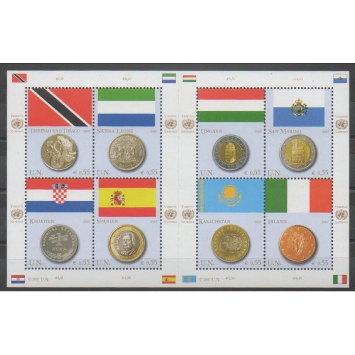 Timbres - Nations Unies (ONU - Vienne) - 2007 - No 500/507 - Drapeaux - Monnaies, billets ou médailles