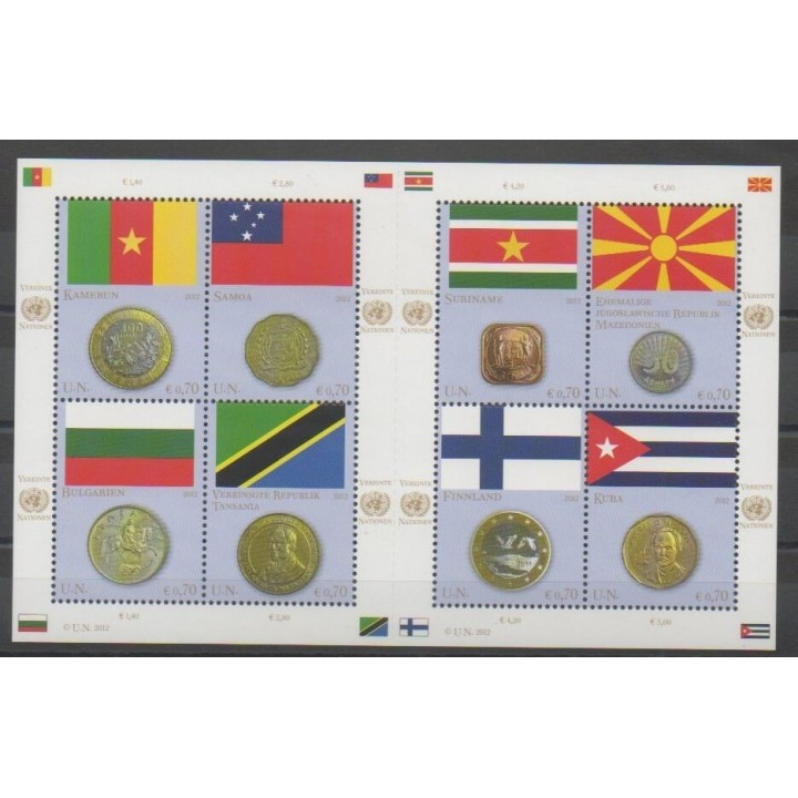 Timbres - Nations Unies (ONU - Vienne) - 2012 - No 746/753 - Drapeaux - Monnaies, billets ou médailles