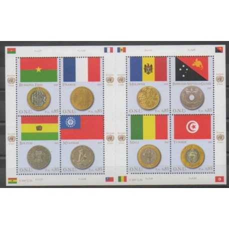 United Nations (UN - Geneva) - 2007 - Nb 576/585 - Flags - Coins, Banknotes Or Medals