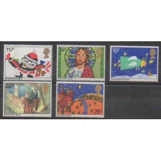 Timbres - Grande-Bretagne - 1981 - No 1011/1015 - Noël - Dessins d'enfants