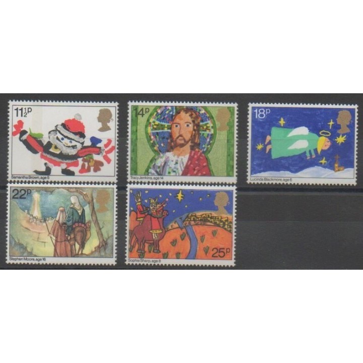 Timbres - Grande-Bretagne - 1981 - No 1011/1015 - Noël - Dessins d'enfants
