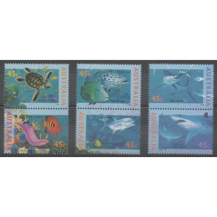 Timbres - Australie - 1995 - No 1466/1471 - Animaux marins