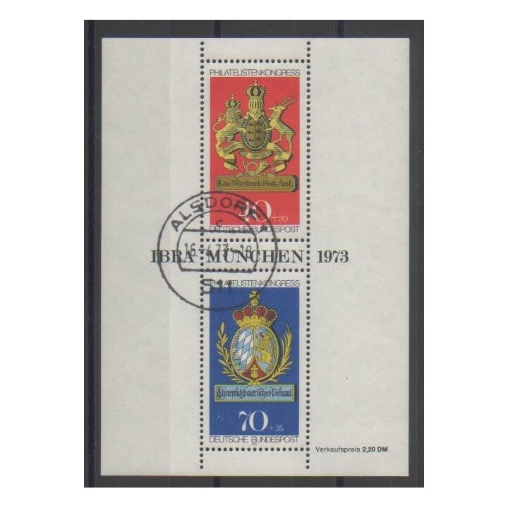Timbres - Allemagne occidentale (RFA) - 1973 - No BF8 - Armoiries - Oblitéré