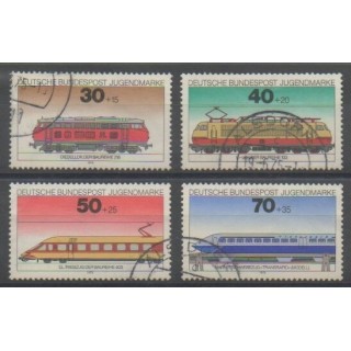 Timbres - Allemagne occidentale (RFA) - 1975 - No 685/688 - Chemins de fer - Oblitéré