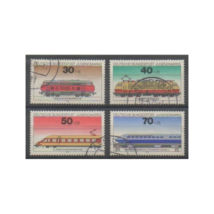 Timbres - Allemagne occidentale (RFA) - 1975 - No 685/688 - Chemins de fer - Oblitéré