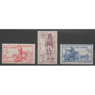Timbres - Côte dIvoire  - 1941 - No 162/164 - Neuf avec charnière