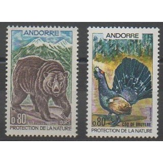 Stamps - French Andorra - 1971 - Nb 210/211 - Environment - Mamals - Birds