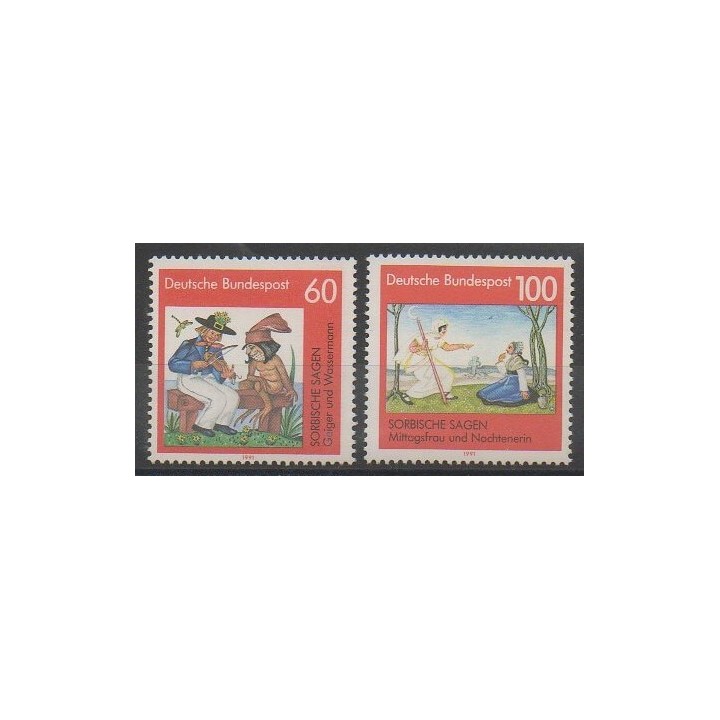 Stamps - Germany - 1991 - Nb 1408/1409 - Literature