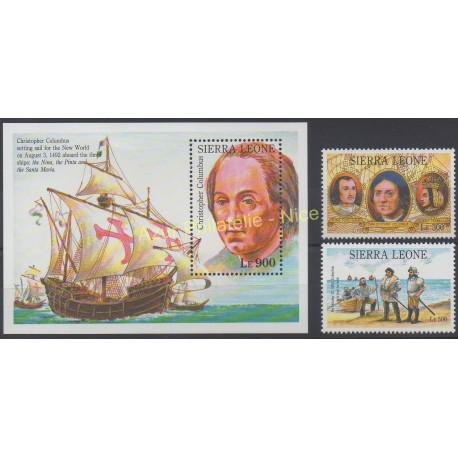 Timbres - Thème Christophe Colomb - Sierra Leone - 1992 - No 1592/1593 - BF 203