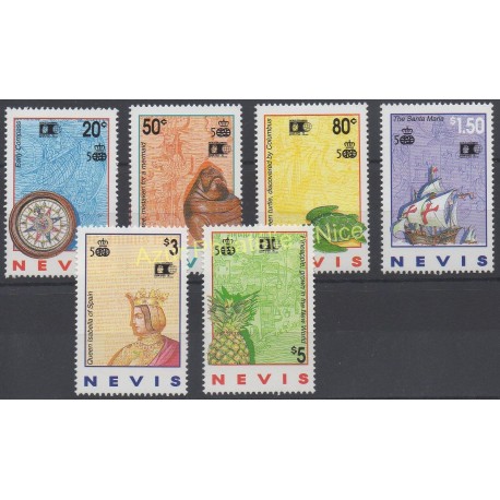 Timbres - Thème Christophe Colomb - Nevis - 1992 - No 642/647