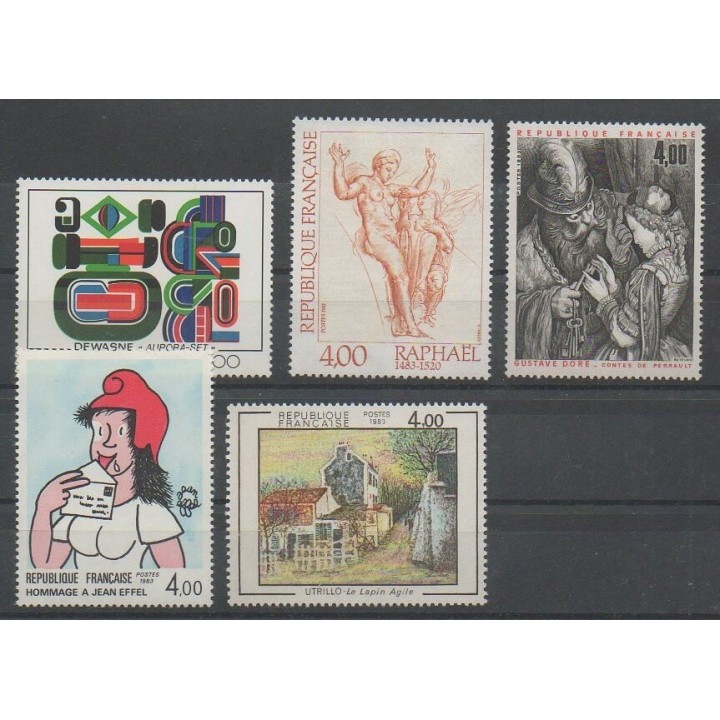 Timbres - France - Poste - 1983 - No 2263/2265 - 2291 - 2297 - Peinture