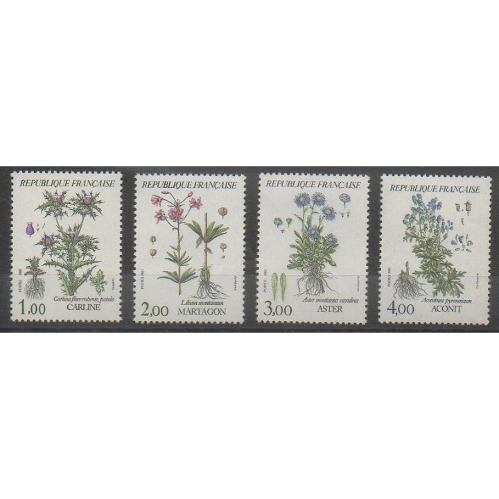 Stamps - France - Poste - 1983 - Nb 2266/2269 - Flowers