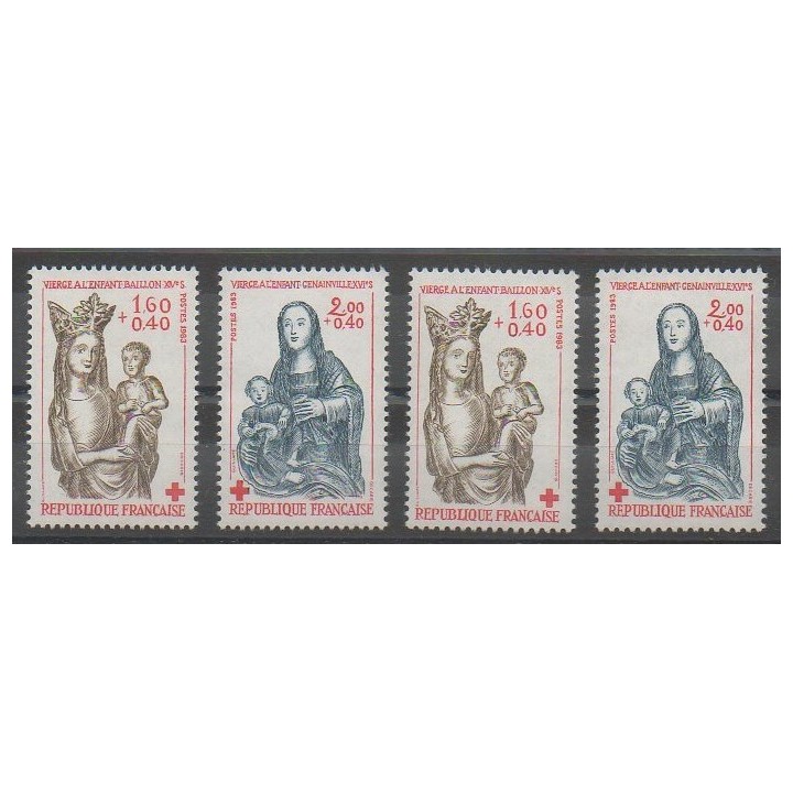 Timbres - France - Poste - 1983 - No 2295/2296 - 2295a/2296a - Art  - Santé ou Croix-Rouge