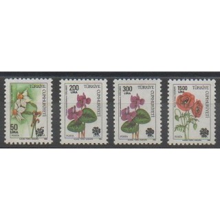 Stamps - Turkey - 1980 - Nb 2626 - 2628 - 2644/2645 - Orchids - Roses