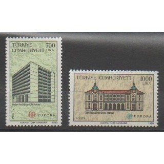 Timbres - Turquie - 1990 - No 2634/2635 - Poste - Europa