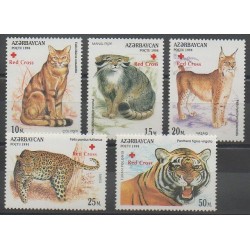 Azerbaijan - 1997 - Nb 335/339 - Cats - Mamals - Health