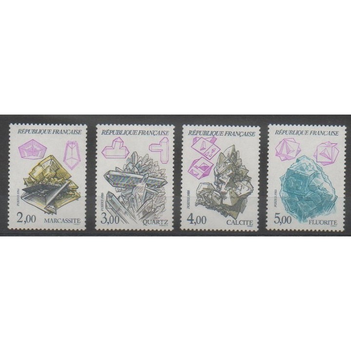 Timbres - France - Poste - 1986 - No 2429/2432 - Minéraux - Pierres précieuses
