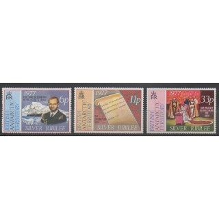Timbres - Grande-Bretagne - Territoire antarctique - 1977 - No 68/70 - Royauté - Principauté