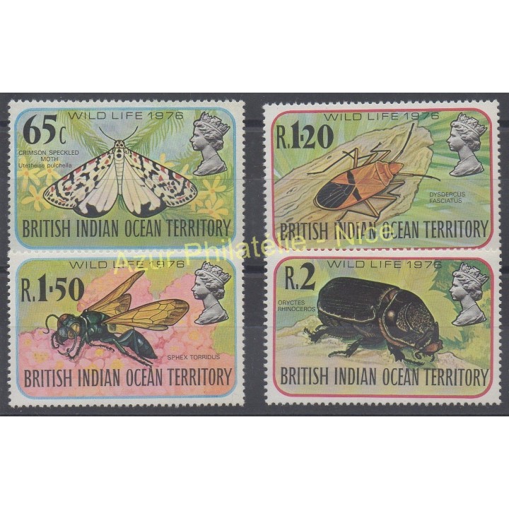 Timbres - Thème insectes - Océan Indien - 1976 - No 86/89
