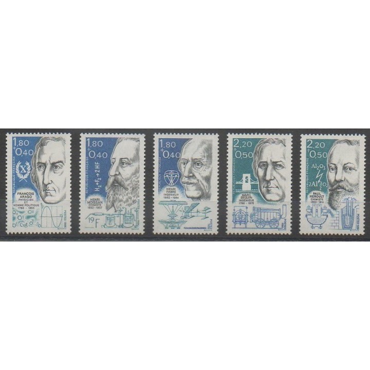 Timbres - France - Poste - 1986 - No 2396/2400 - Célébrités