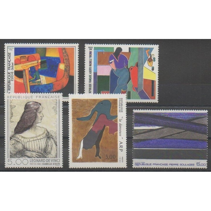Timbres - France - Poste - 1986 - No 2413/2414 - 2446/2448 - Peinture