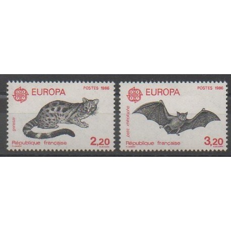 France - Poste - 1986 - Nb 2416/2417 - Cats - Mamals - Europa