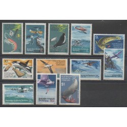 Australian Antarctic Territory - 1973 - Nb 23/34 - Sea animals - Mamals - Planes