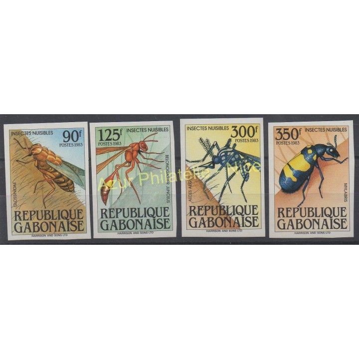 Stamps - Theme insects - Gabon - 1983 - Nb 545/548 ND
