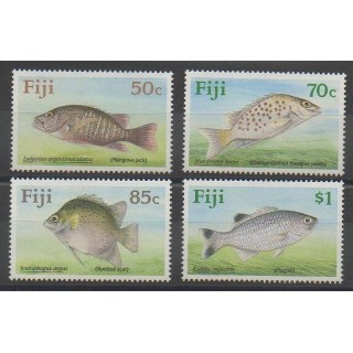 Timbres - Fidji - 1990 - No 617/620 - Animaux marins
